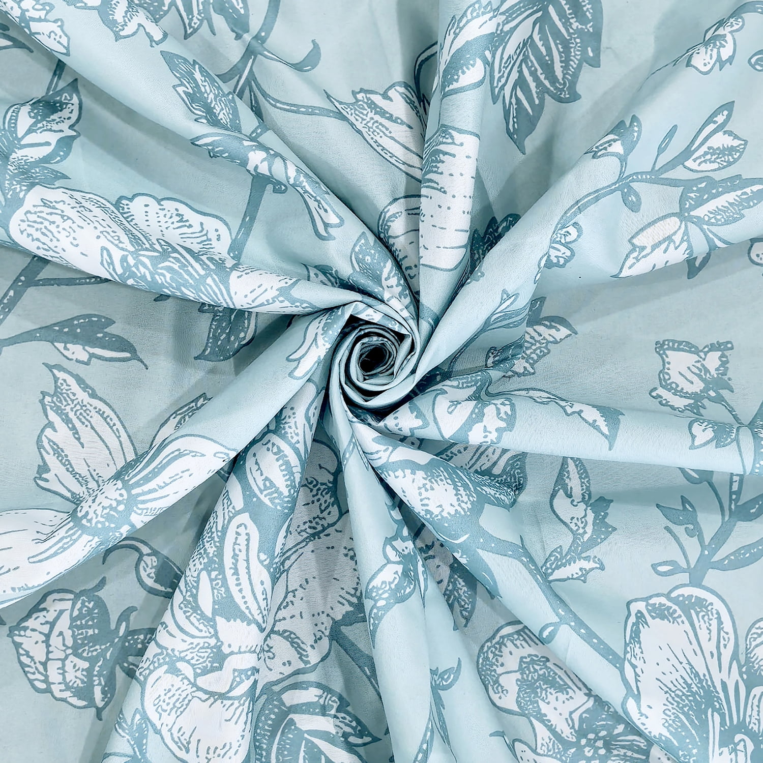 Mainstays 16-Piece Blue Floral Shower Curtain Bathroom Set – Fabric Curtain with Rug, Hooks, Soap Dispenser & Tray