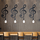 thumbnail image 2 of 2 luces colgantes, lámpara de techo de hierro con forma de nota musical, lámpara colgante para loft, bar, estudio, trastero (C), 2 of 7