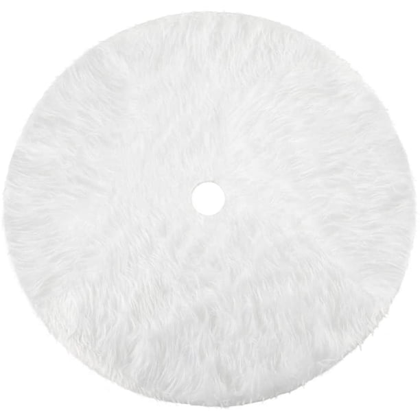 Falda de felpa para árbol de Navidad, adornos para árboles navideños, falda redonda blanca como la nieve para árbol de Navidad, cubierta de base para decoración de Feliz Navidad y fiesta de Año