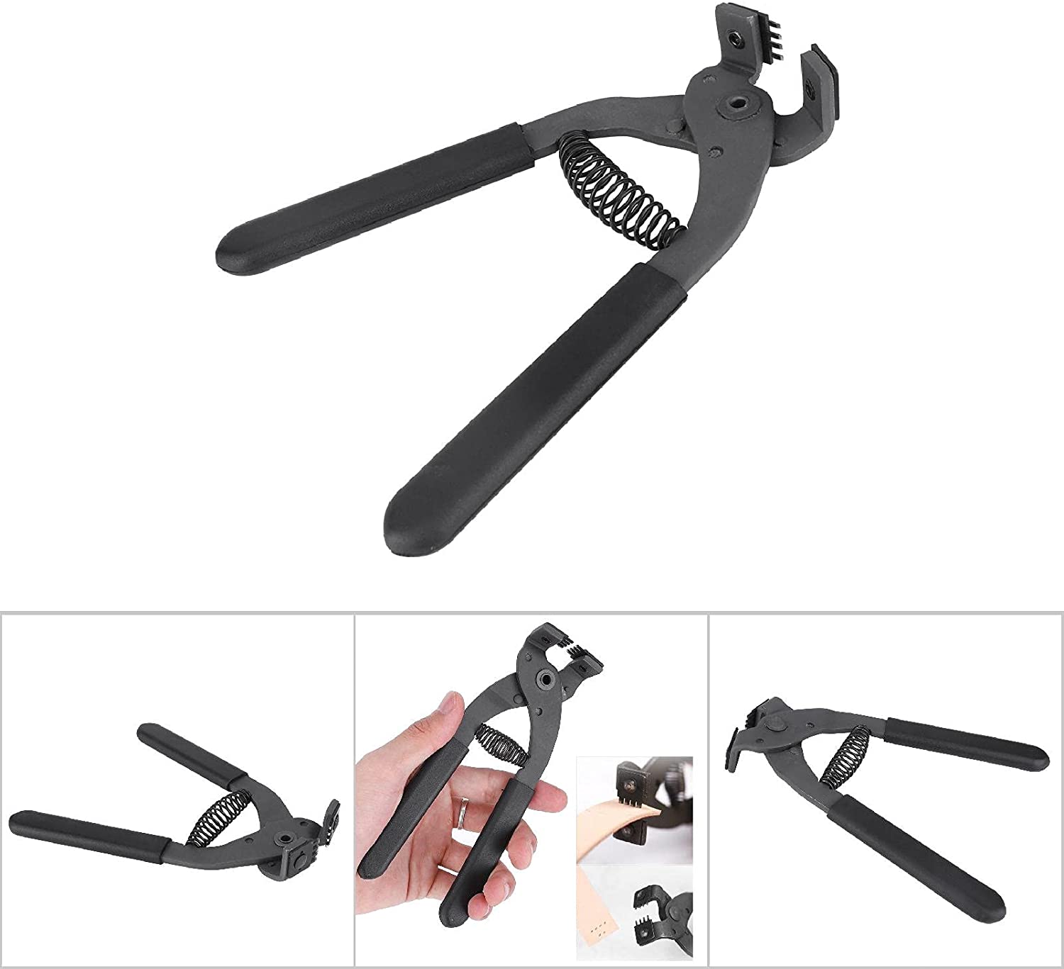 ABCISI Leather Silent Pliers, 17cm / 6.7in Carbon Steel Silent Pliers for Leather Craft, Hole Punch Tool for Belts, Purses & Watch Bands - Home DIY Craft Projects (4mm-4 Teeth)