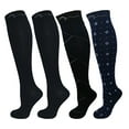 thumbnail image 1 of Mens, Womens 4 Pair 15-20mmHg Graduated Compression Socks Classic Designs (Large/X-Large, Business Collection), 1 of 5