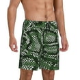 thumbnail image 2 of Naloa Green Snakeskin Men's Short Pajama Pants, Lounge Comfort Shorts with Elasticized Waistband and Side Pockets - Large, 2 of 9