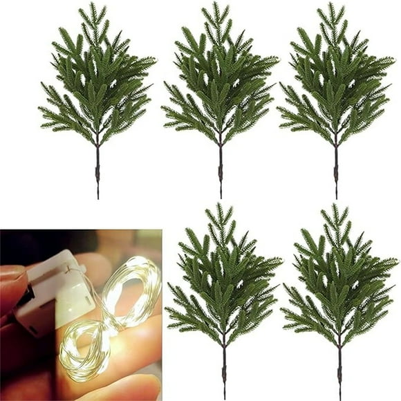 Illuminated Norfolk Pine Branches Lit Stems for Festive Decor