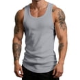 thumbnail image 5 of Men's Summer Ribbed Tank Top Scoop Neck Workout Gym Muscle Tank T-Shirt Sleeveless Undershirt Big and Tall Size L-4XL Gray, 5 of 7