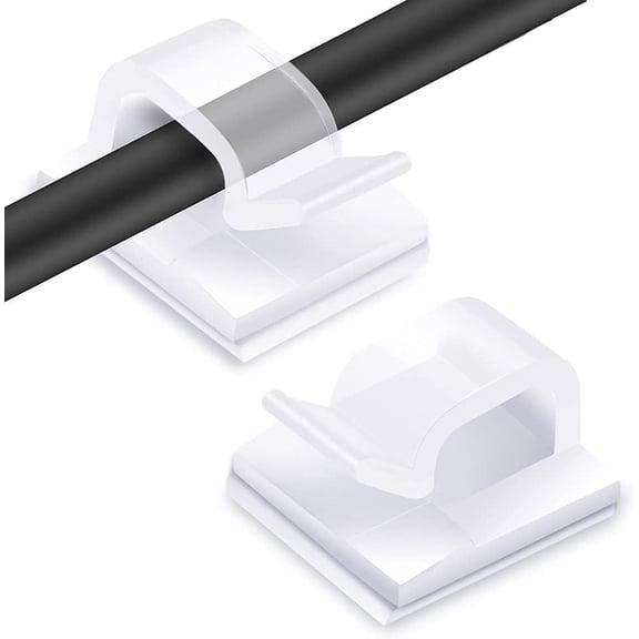 60PCS Cable Clips, Outdoor Light Wire Clips Self Adhesive Cable Tidy Hooks Cord Organiser Holder for Cable Management, Christmas Hanging Decorations Fairy Light - Transparent