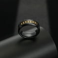 thumbnail image 4 of [Sophisticated Tungsten Ring] Men's Tungsten Carbide Ring - 1pc Minimalist Modern Wedding Band with Black Background & Golden Accents, Seven Synthetic Zirconia Stones, Durable Everyday Jewelry for, 4 of 7