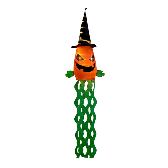 Halloween Windsocks With LED Light Halloween Wind Socks Flag Outdoor Horror Hanging Light Decorations