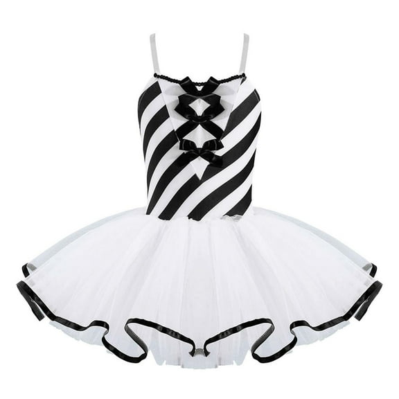 YONGHS Kids Girls Mesh Ballet Tutu Dress Figure Ice Skating Leotard Christmas Dancing Costume Black 12