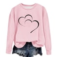 thumbnail image 4 of Women's Casual Crew Neck Graphic Sweatshirts Love Heart Print Long Sleeve Cute Tops Teens Girls Casual Spring T Shirts(Pink,XL), 4 of 5