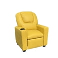 thumbnail image 1 of Sillón reclinable para niños Benzara con portavasos de piel sintética amarilla, 1 of 5