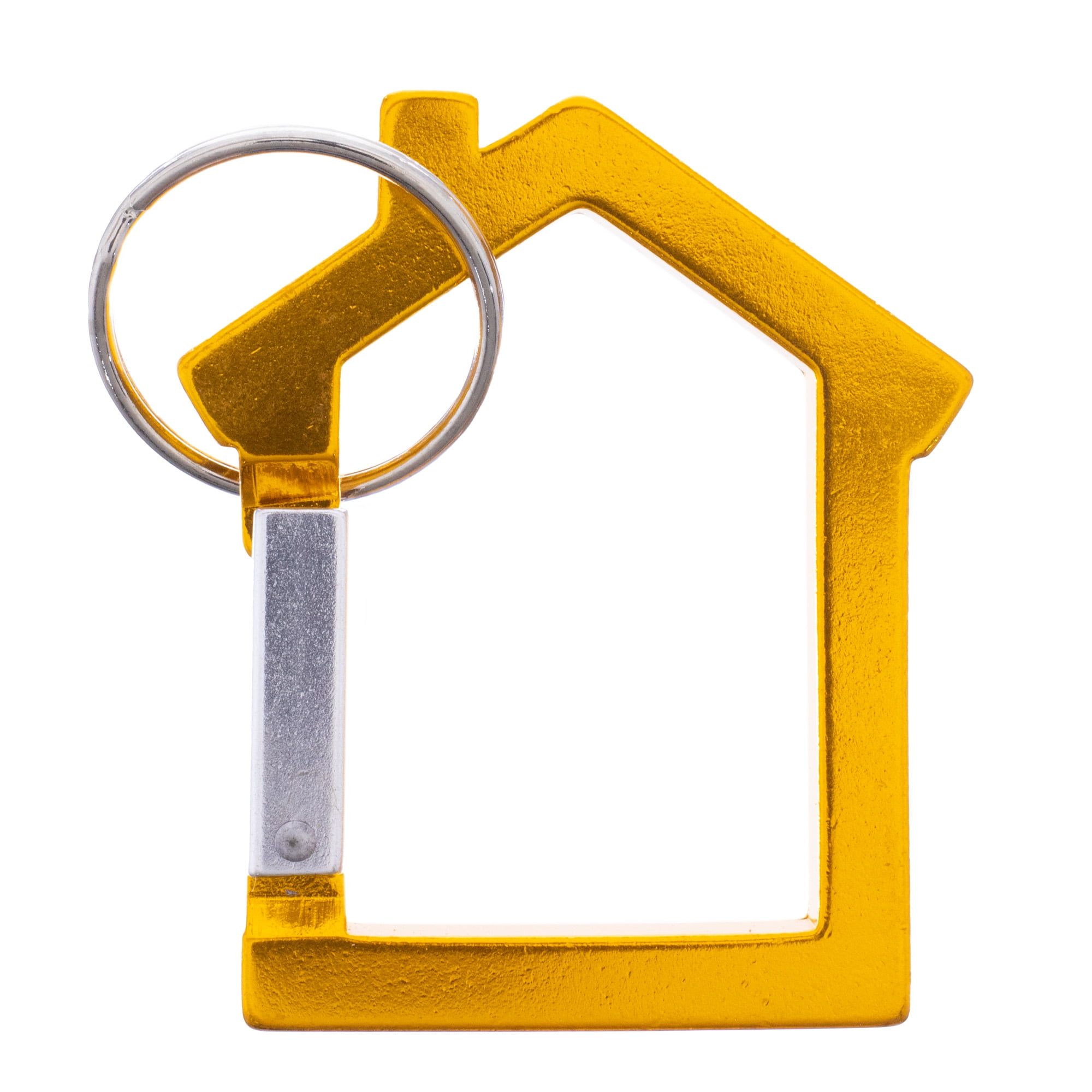 Craft County - Back 2 School - House Shaped Carabiner with Split Key Ring Colored Aluminum (Yellow, 10-Pack)