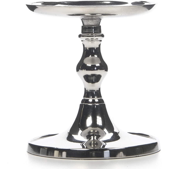 Hosley 5 inch High, Silver Finish Pillar Candle Holder