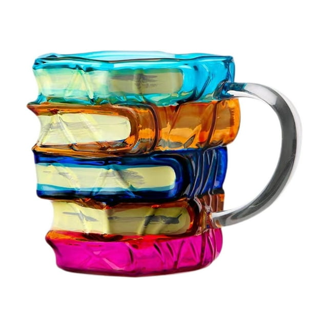 Taza de café con libro pintado en 3D para café frío o caliente, taza de café apilable con libros novedosos para escritores y lectores.