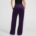 thumbnail image 4 of Women Velour Pants Soft Velvet Sweatpants Straight Leg Joggers Casual Comfy Pajama Trousers with Pockets New Pants for Women Trendy Plus Purple XL, 4 of 8