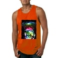 thumbnail image 1 of Trippy Neon Space Astronaut Lunar Cat | Mens Cat Lover Graphic Tank Top, Orange, X-Large, 1 of 4