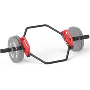 Trap Bar 2-Inch Olympic Weightlifting Barbell,48.6" Deadlift Bar for Squats,Shrugs,Push-Ups,400Lbs Weight Capacit Suitable Home Gym Equipment Workouts for Beginners,Women,Men(Black-Red)