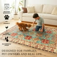 thumbnail image 6 of My Magic Carpet 6'x9' Machine Washable Non-Slip Dining Living Room Area Rug - Ottoman Turquoise, 6 of 6