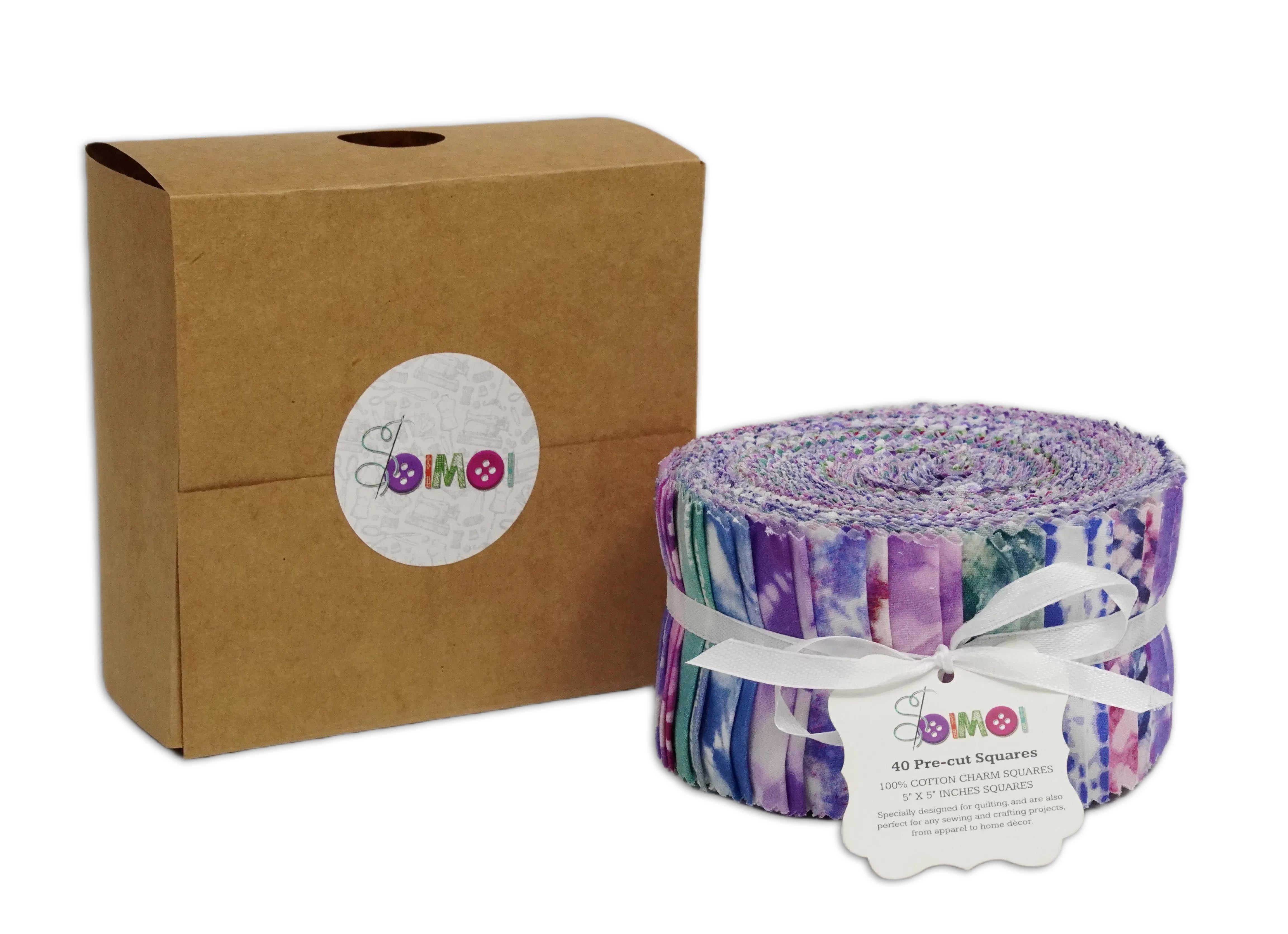 Soimoi 40Pcs Tie & Dye Print Precut Fabrics Strips Roll Up 2.5x42inches Cotton Jelly Rolls for Quilting