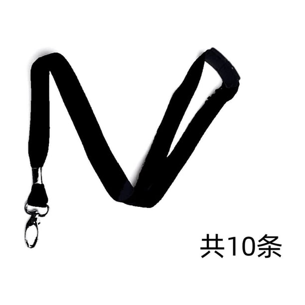 Paquete de 10 cordones negros para credenciales de identificación, correa para el cuello con cordón de identificación negro, cordón de seguridad con cierres de seguridad y pinzas de metal tipo