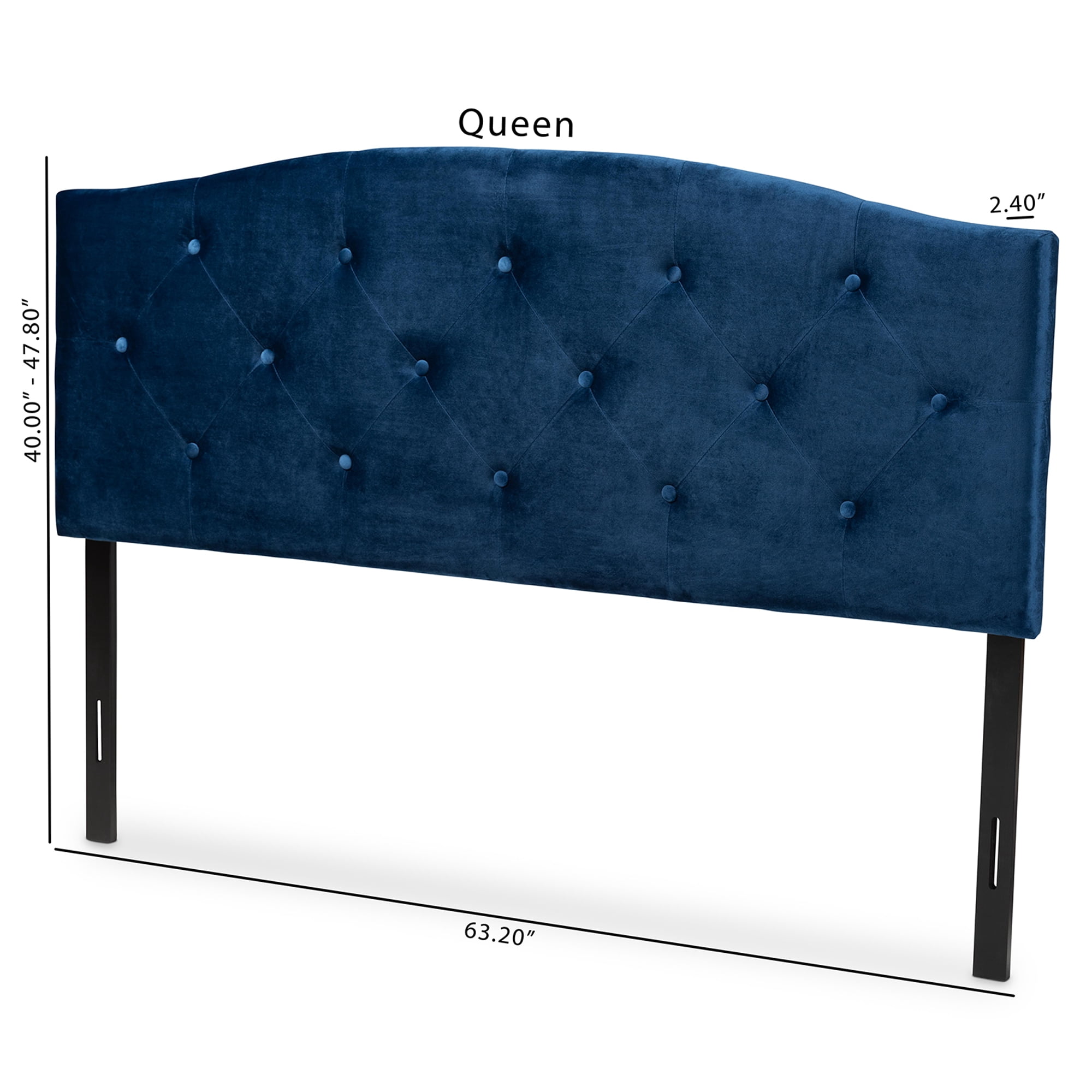 Baxton Studio Leone Modern and Contemporary Navy Blue Velvet Fabric Upholstered King Size Headboard