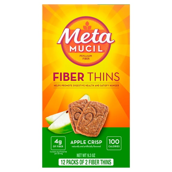 Metamucil GLP-1 Friendly Fiber Thins, Fiber Powder Food, Apple Spice, 12 Count