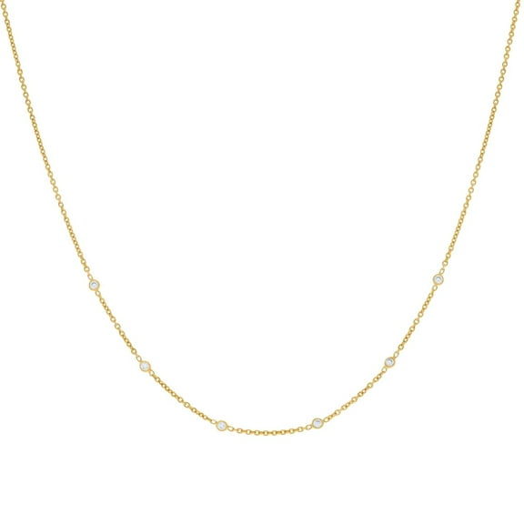 925 Sterling Silver Yellow-tone Womens Cubic Zirconia Fashion Chain Necklace Chain Necklace for Women and Men