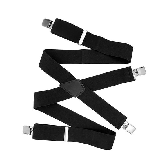HINTRMENT 1Pack Suspenders for Men Heavy Duty Black Wide Strap 4 Clips Design