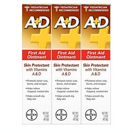 A+D First Aid Ointment, Travel Ready, for Dry Cracked Skin, 1.5 oz, 3 Pk