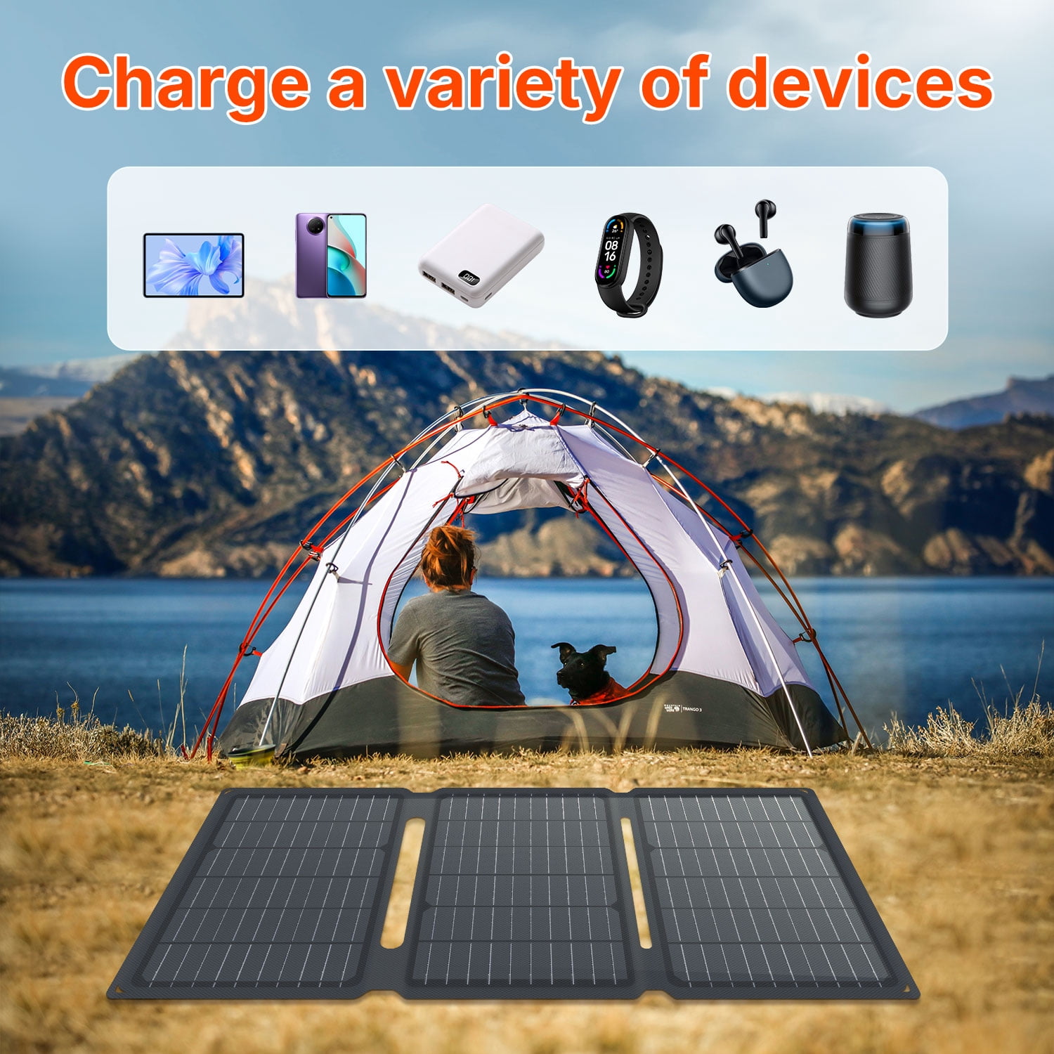 LVYUAN Solar Panel 30W Foldable Solar Panel Charger  with USB and TYPE-C Port Portable Waterproof IP65  for iPhone, iPad, Tablets, Laptop , Camera, Power Bank, Hiking, Backpacking, Camping, Outdoor