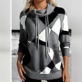 thumbnail image 2 of XIAONU Womens Hoodies Trendy Color-Block Printed Pullover Hoodie With Peasure Drawstring High Neck And Long Sleeves, 2 of 5