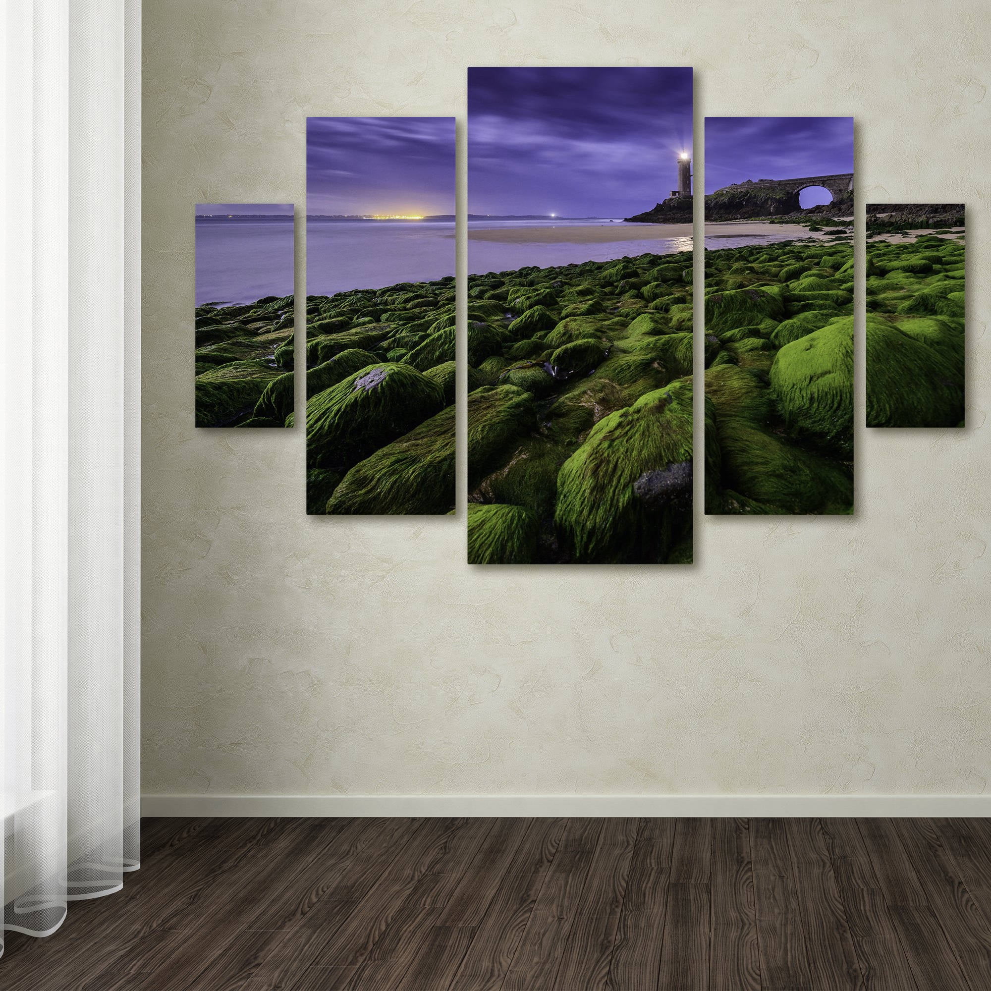Trademark Fine Art "Full Moon in Brittany" Canvas Art by Mathieu Rivrin 5-Piece Multi-Panel Art Set