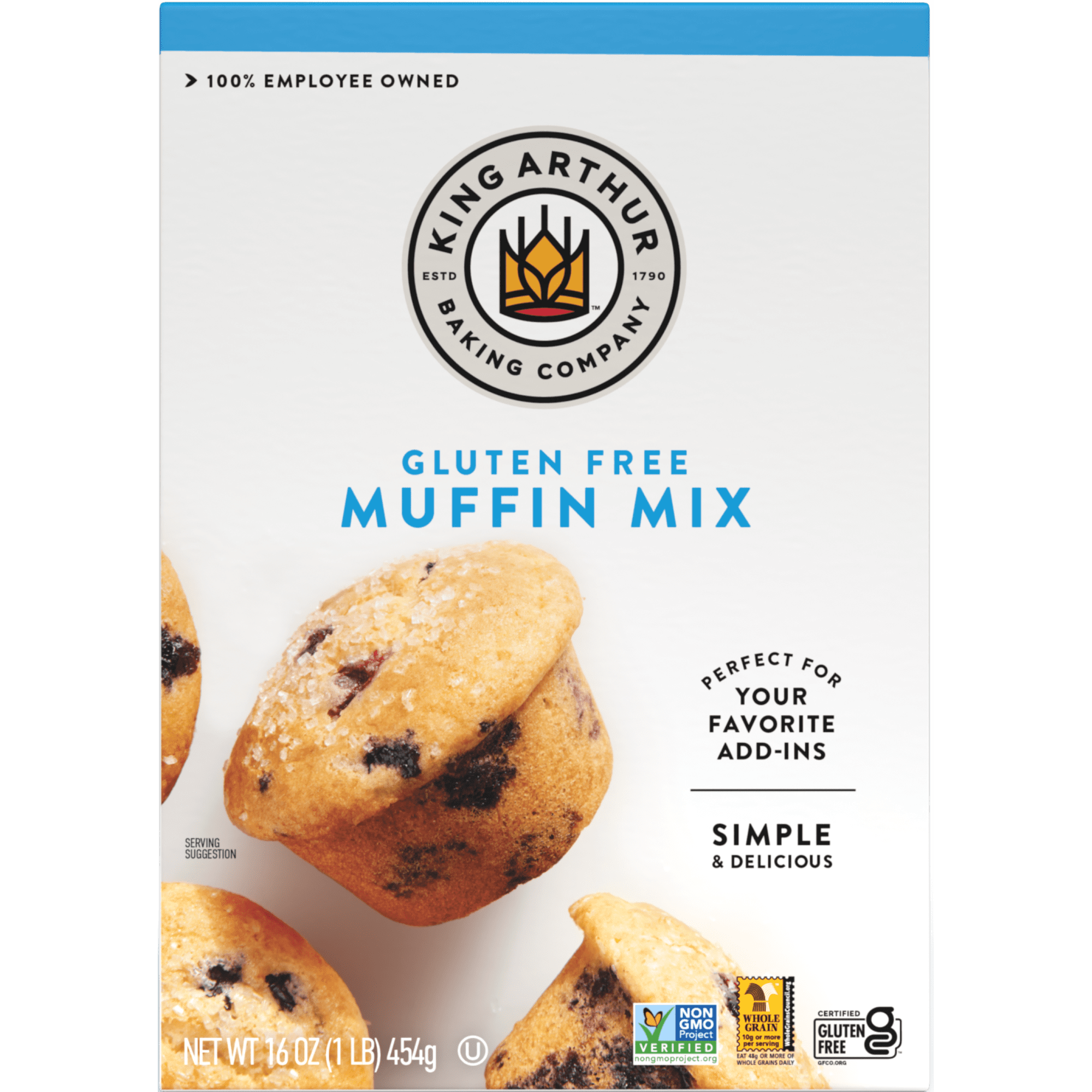 King Arthur Baking Company Non-GMO Project Verified Certified Gluten-Free Muffin Mix 16 oz Box