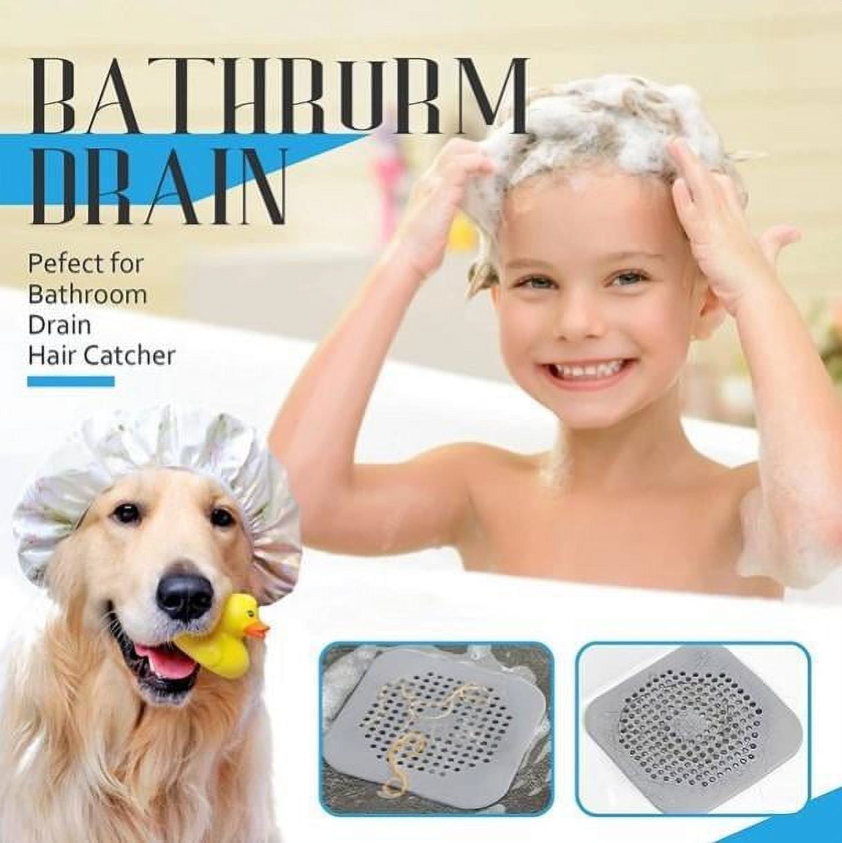 TSV Square Drain Cover for Shower, 5.5-inch TPR Drain Hair Catcher