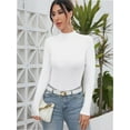 thumbnail image 3 of Womens Scoop Neck Long Sleeve Slim Fit Basic T Shirt, 3 of 6