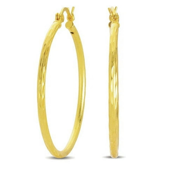 Diamond-Cut Sterling Silver Hoop Earrings