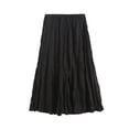 thumbnail image 2 of new autumn high-waisted slimming pleated mid-length large-swing A-line skirt for women-Black-L, 2 of 6