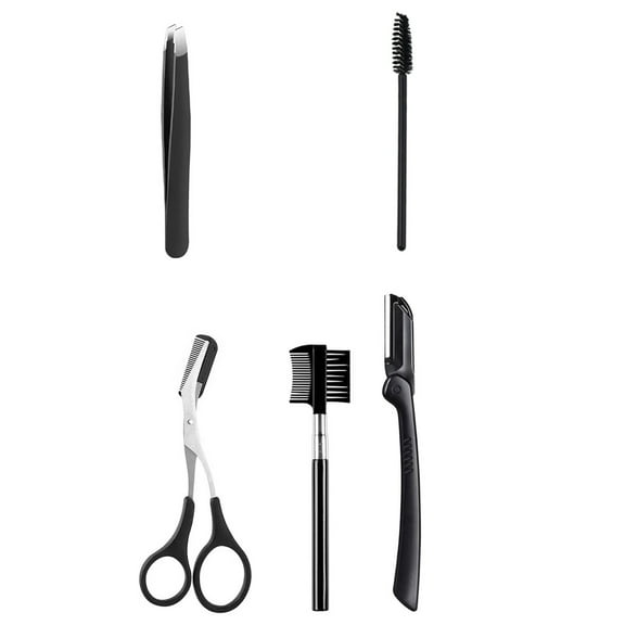 Eyebrow Razor, 6 in 1 Eyebrow Kit, Eyebrow Grooming Set, Eyebrow Trimmers Set for Women and Men, Including Brow Razors Trimmer, Brush, Eyebrow Scissors, Slant Tweezers - quantity:5 pieces;