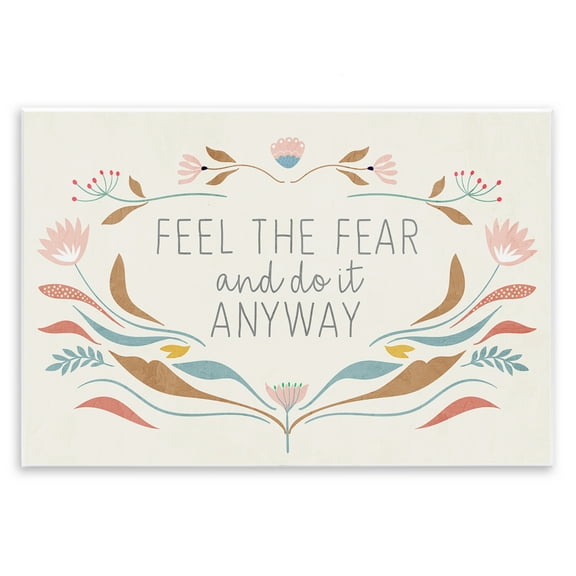 Stupell Industries Feel The Fear Inspirational Plants & Flowers Painting Unframed Art Print Wall Art, 15 x 10