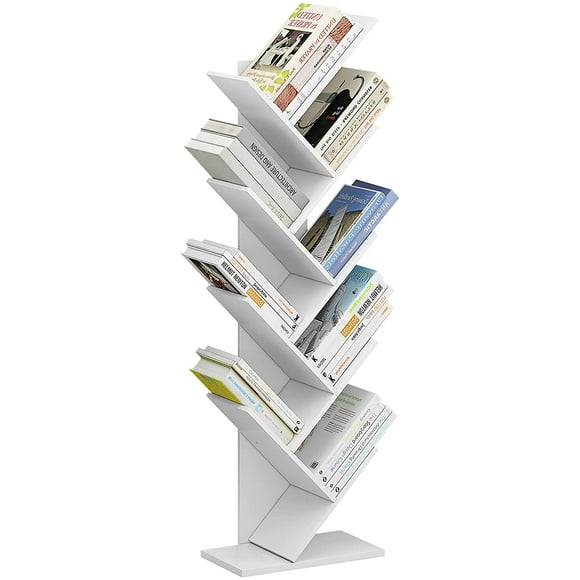 HOMEFORT 9-Shelf Wood Bookshelf Holds Up to 5kgs Per Shelf (White)