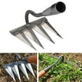 thumbnail image 4 of koolsoo Traditional Weeding Rake Manganese Steel Agricultural Tools Lawn 4 Tooth, 4 of 9