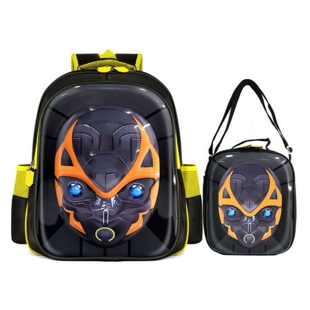 Boys Backpack with Lunch Bag 3D Yellow Anime Lightweight, Waterproof School Bag for Kids School Travel and Outdoor