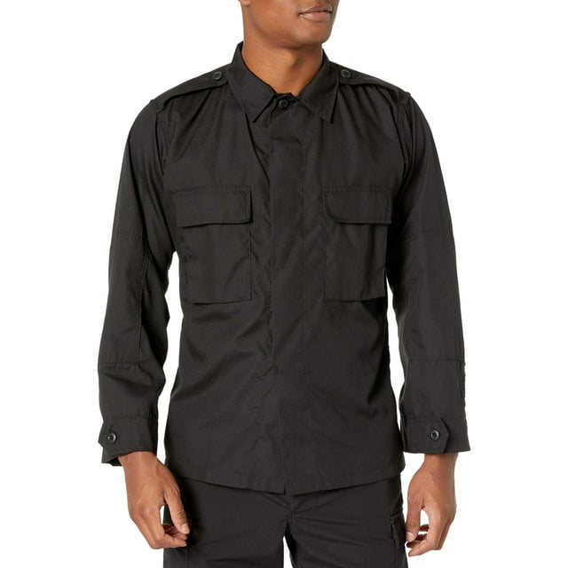 Camisa Tru-Spec 1360 Táctica de Manga Larga para Hombre, Negra, Talla 2XL Largo