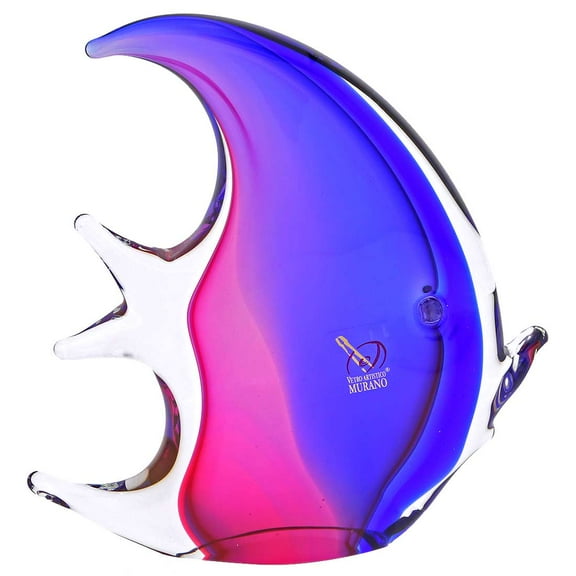 GlassOfVenice Murano Glass Fish - Rose and Blue
