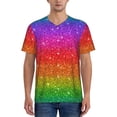 thumbnail image 4 of Haiem Hip Hop Hipster Baseball Jersey Button Down Shirts Sports Uniforms Men Women Jersey(Rainbow Glitter,XX-Large), 4 of 9
