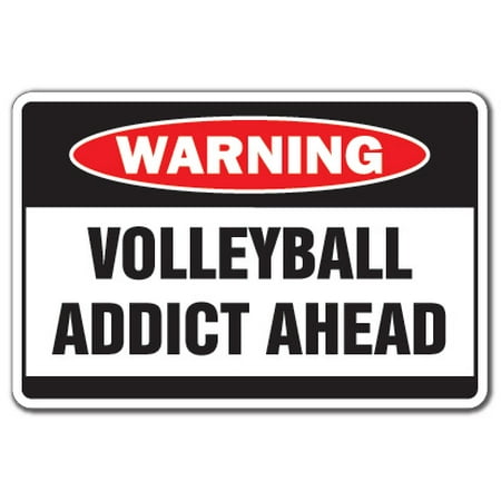 VOLLEYBALL ADDICT Warning Sign sport team sand beach coach volley ball player