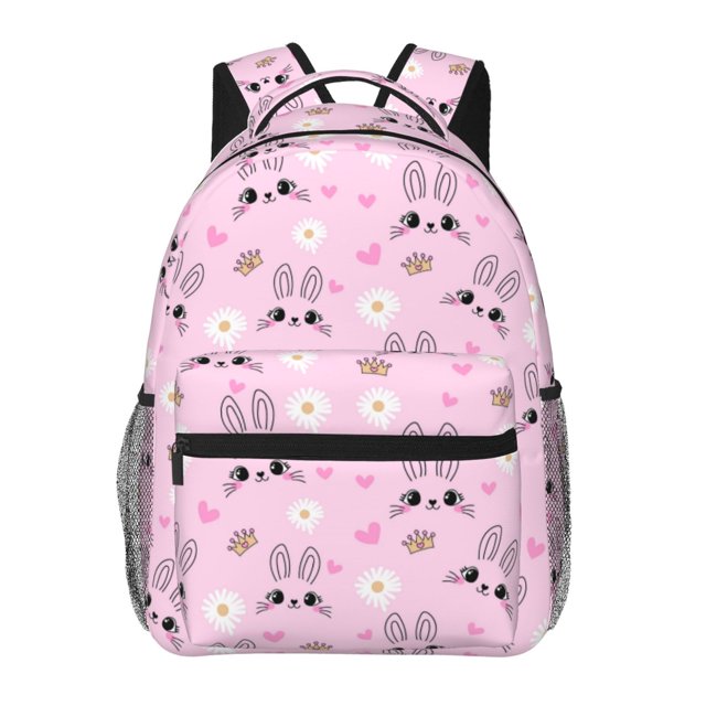 Xecao Rabbit Face Pattern School Backpack for Girls Women Waterproof High School Book Bag Cute Backpack for Men Teens Boys-One Size