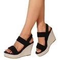 thumbnail image 6 of Aueoeo Wedge Sandals for Women Platforms High Heel Summer Street Sandals with Breathable Knitted Ankle Strap Open Toe Shoes, 6 of 6