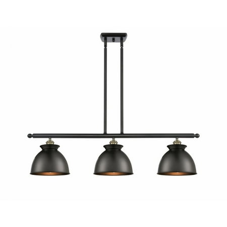 

516-3I-AC-M14-BK-Innovations Lighting-Adirondack - 3 Light Island Antique Copper Finish with Matte