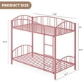 thumbnail image 2 of Bunk Bed Twin Over Twin with Ladder and Arched Guardrail, Heavy Duty Bunkbeds Frame with Sturdy Steel Slats Support for Kids Boys Girls, Space-Saving, No Box Spring Needed, Pink, 2 of 7