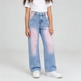 thumbnail image 2 of LYHaoo Versatile Girls Pants For School And Everyday Wear Slim Straight Leg Jeans In For Tween To Teen Comfortable Mid Waist Denim Trousers For Kids Wide Leg Jeans,Sizes 10 Years, 2 of 7